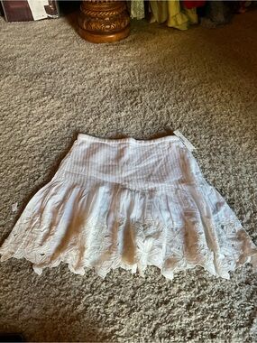 J. Crew White Embroidered Circle Skirt